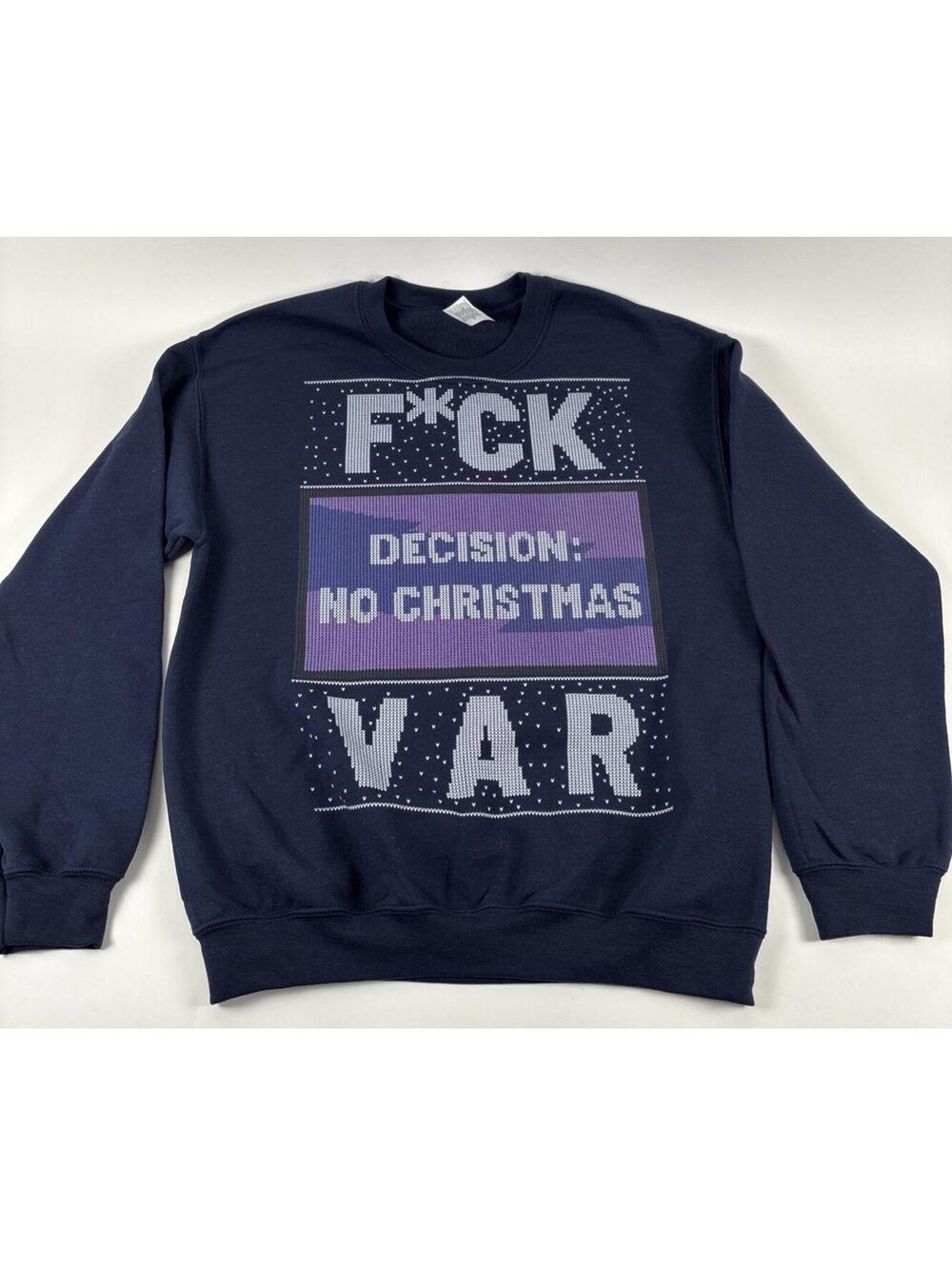 EPL Premier League Soccer Christmas VAR Cotton/Polyester Sweater Medium Blue